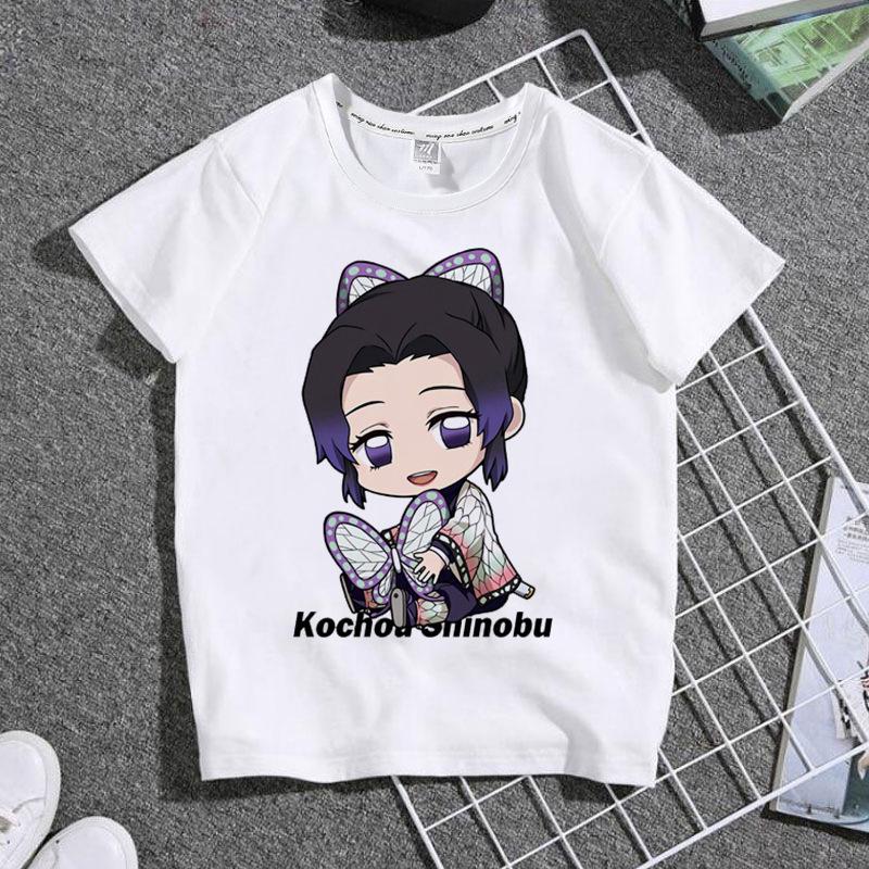 

Casual Harajuku Anime Demon Slayer Graphic Children T-Shirt Summer Loose Short Sleeve White Women Tops Kids Boy Tees Men Blouses S білий