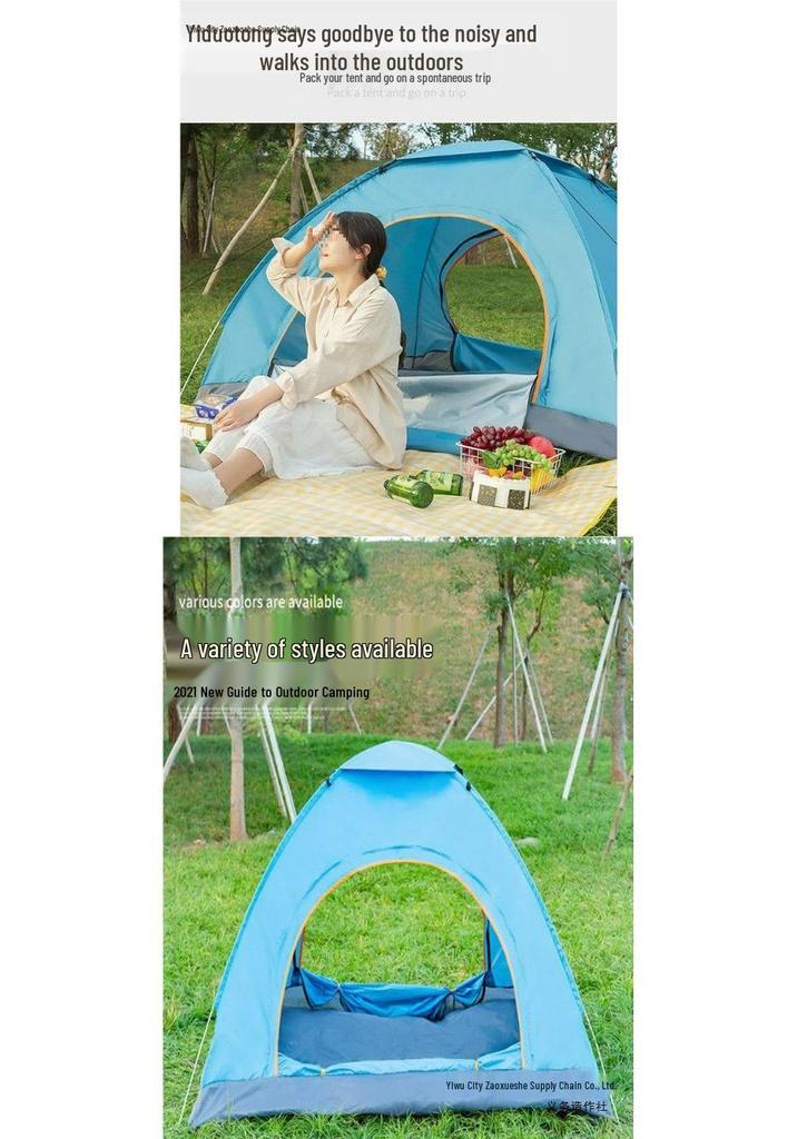 Fully Automatic Windproof 3-4 Person Camping Tent, Sun-Protected & Ultra-Lightweight