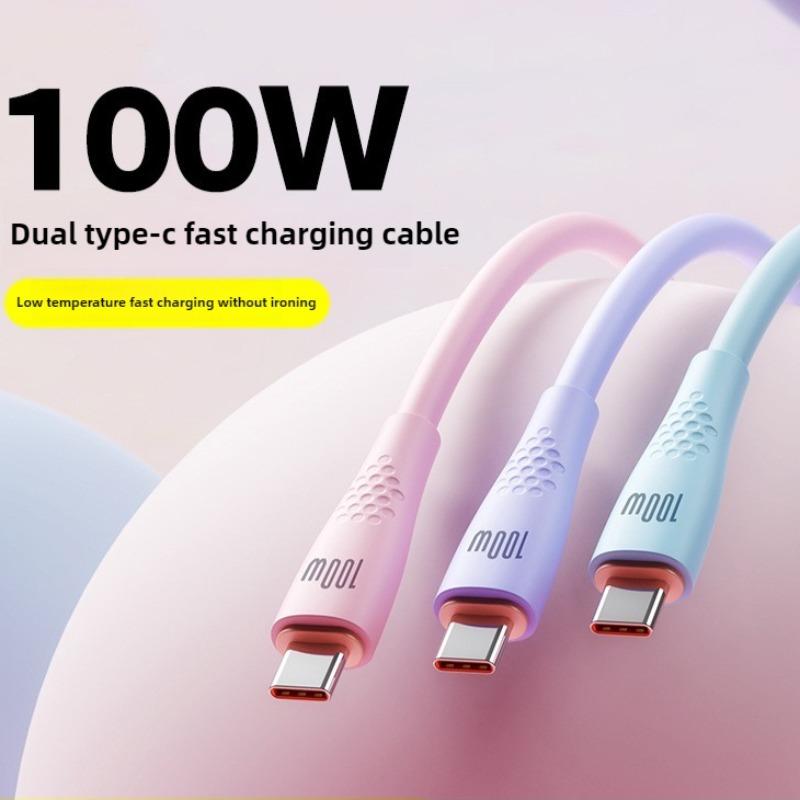 PD100W Super Fast Charge Cable Type-C Liquid Silicone Cable for IPhone 16 15 Samsung XiaoMi HuaWei Quick Charger USB C Data Wire
