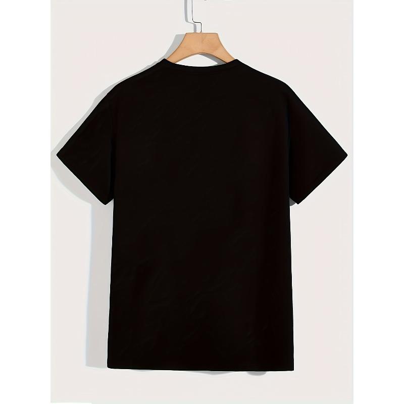 European Sizes Men's  Tactical Skull & Mechanical Graphic T-Shirt - Black with Distressed White Print, Loose Fit Streetwear, Opaque Soft Comfortable