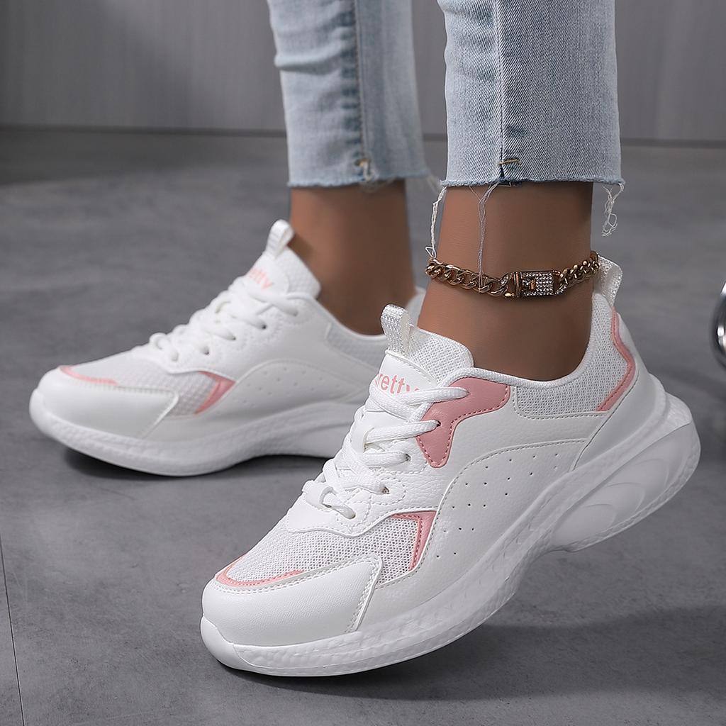 Autumn new sports shoes lightweight student running shoes white soft-soled mesh breathable shoes