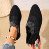 New Single Shoes for Autumn Women's Fashion Round Toe Suede Spliced Mesh Crystal Flower Soft Sole Non-Slip Low-Top Shoes