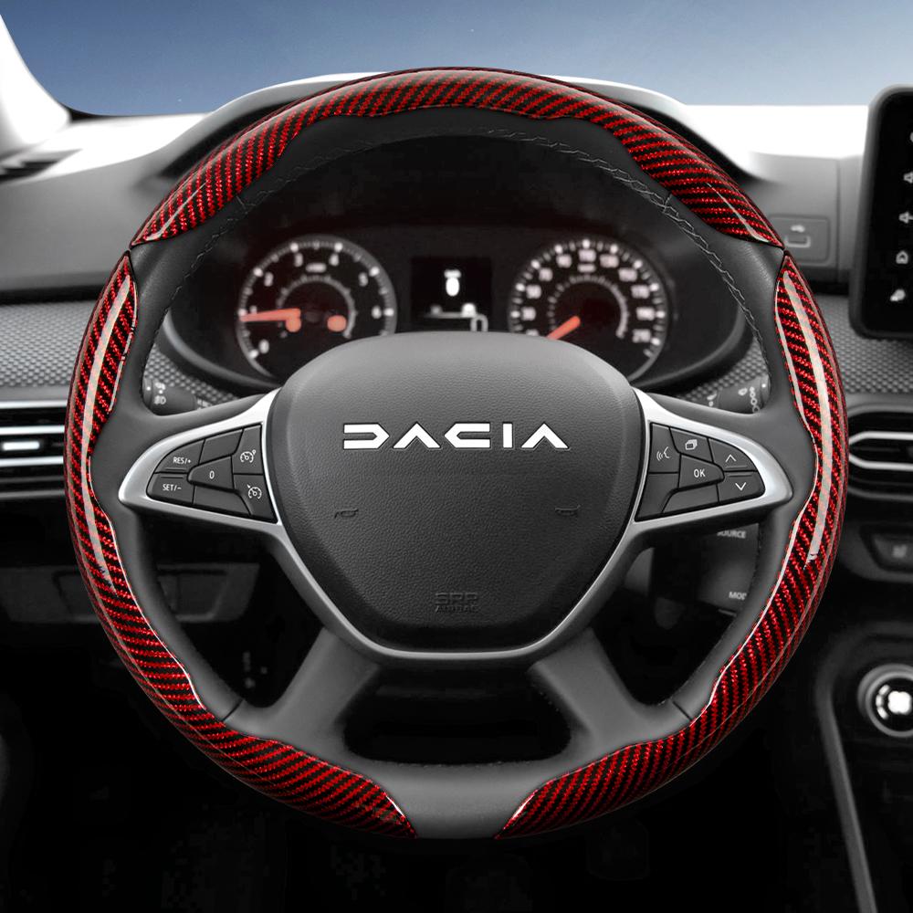 vcxja9 Suitable for Dacia Carbon Fiber Texture Steering Wheel Cover with Segmented Quick-Release Design, Durable, Compatible with Models Such as