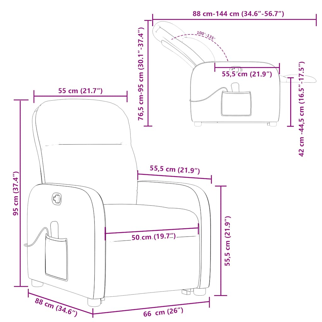Massage Recliner with Rising Aid Dark Green Fabric
