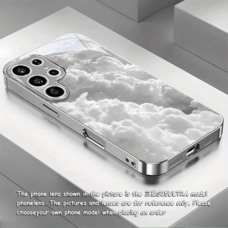 High-end cloud pattern silver-plated Phone Case for Samsung Galaxy S26 S25 S24 S23 S22 S20 FE Ultra Plus anti-drop Cover