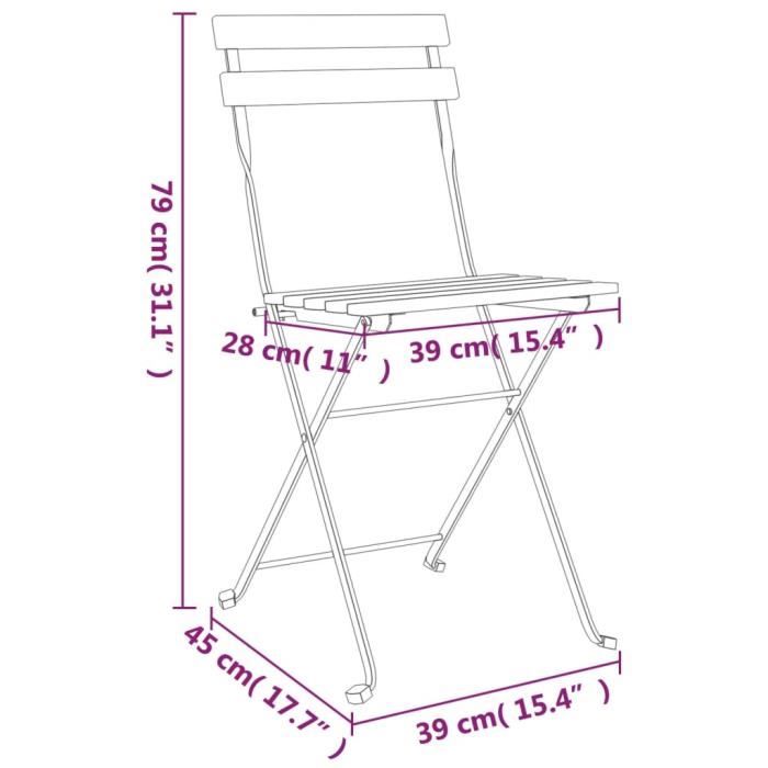 VidaXL Ensemble de bistro pliable 7 pcs bois d'acacia solide et acier 3152099