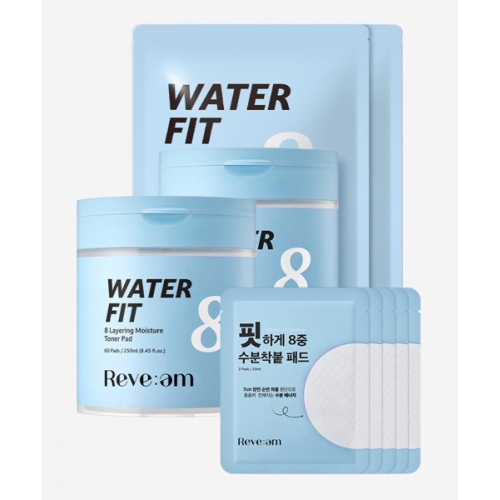 Reve Am Water Fit 8-слойные увлажняющие диски 190 штук Специальный набор 120 штук+60 сменных блоков +10 дополнительных штук 190 sheets