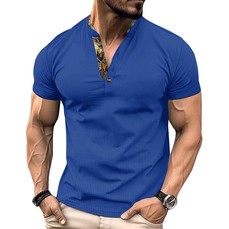 Summer Men's Short Sleeve Tops Waffle Lapel Camouflage Polo Shirt Plus Size Polo Shirt Men's Casual T-Shirt Tops