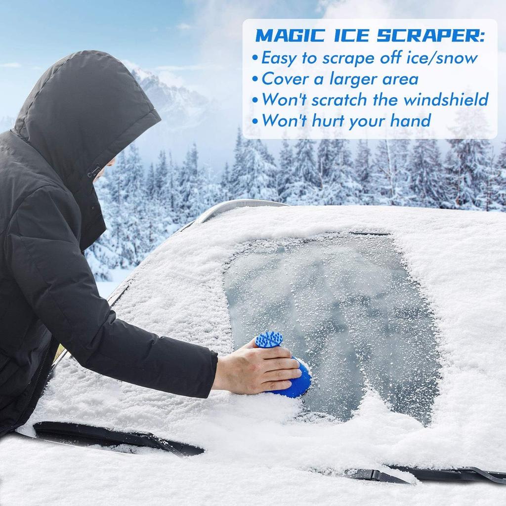 Magische Eis kratzer für Auto Windschutzscheibe - 2er Pack Kegel Magischer Auto Eis kratzer mit Trichter, Runder Schnee kratzer