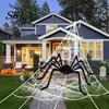 Realistische Spinnen-Requisite Halloween-Dekoration, Groß, Flauschig mit Roten Plüschtieraugen für Außenbereich, Innenbereich, Garten, Hausparty, Spukhaus-Dekor