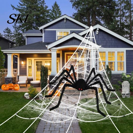 Realistische Spinnen-Requisite Halloween-Dekoration, Groß, Flauschig mit Roten Plüschtieraugen für Außenbereich, Innenbereich, Garten, Hausparty, Spukhaus-Dekor