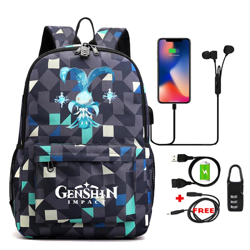 Anime Game Usb Charging Travel Backpack Students Large Capacity Bookbag for Boy Girl Printed Canvas Backpack School Bag Kids Gifts