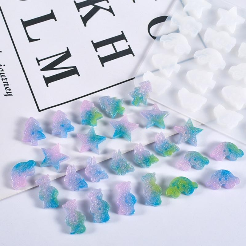 Button Silicone Molds Flower/Fruit/Animal Keychain Charms Epoxy Resin Molds Jewelry Casting Molds for for DIY Crafts