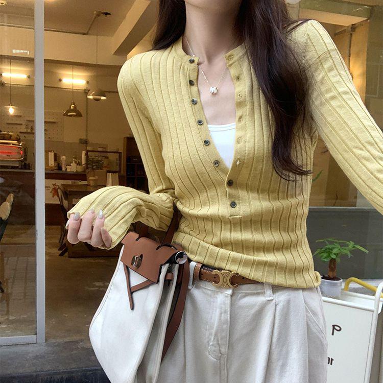 

Элегантный однотонный вязаный базовый слой, облегающий свитер - Коллекция Осень/Зима One Size жёлтый