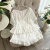 Pajamas Women's Summer Korean Girl Style Short Sleeve Shorts Loungewear Ice Silk Thin Lace Sweet Pajamas