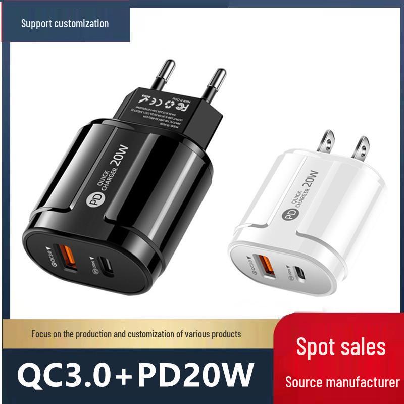 Cross-border Dual-Port PD20W Fast Charger for Huawei Super Fast Charge & Apple Devices.