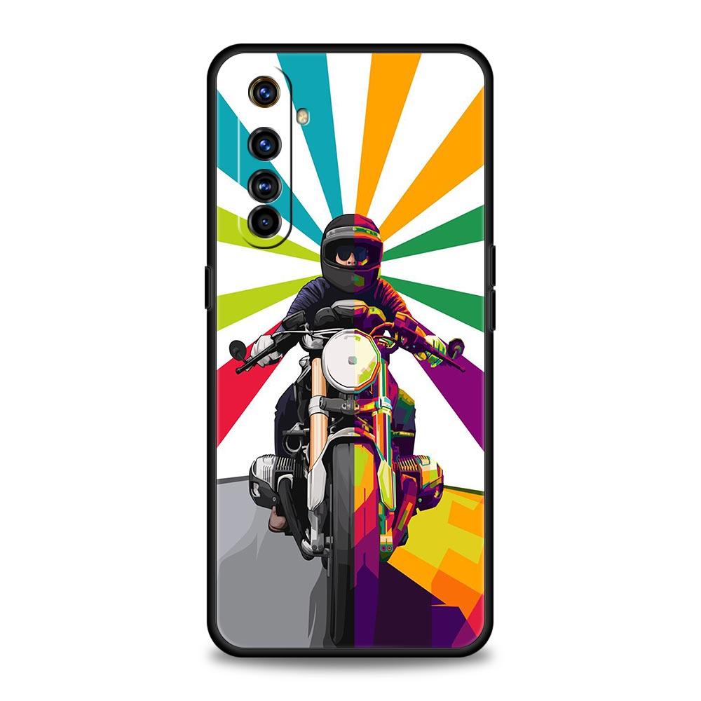 Moto Cross Motorcycle Sports Phone Case For Realme 10 9 8 5G 7 6 GT2 Pro Plus 9i 8i C21 C11 C25 C35 GT Neo 2 3 3T Black Cover