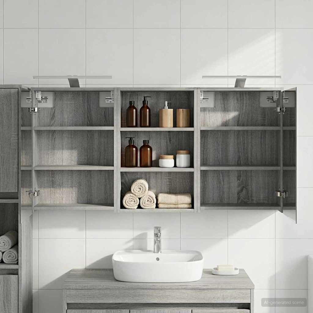 Bathroom Cabinet Set 3 Pcs 126 X 16 X 62.5 Cm Engineered Wood