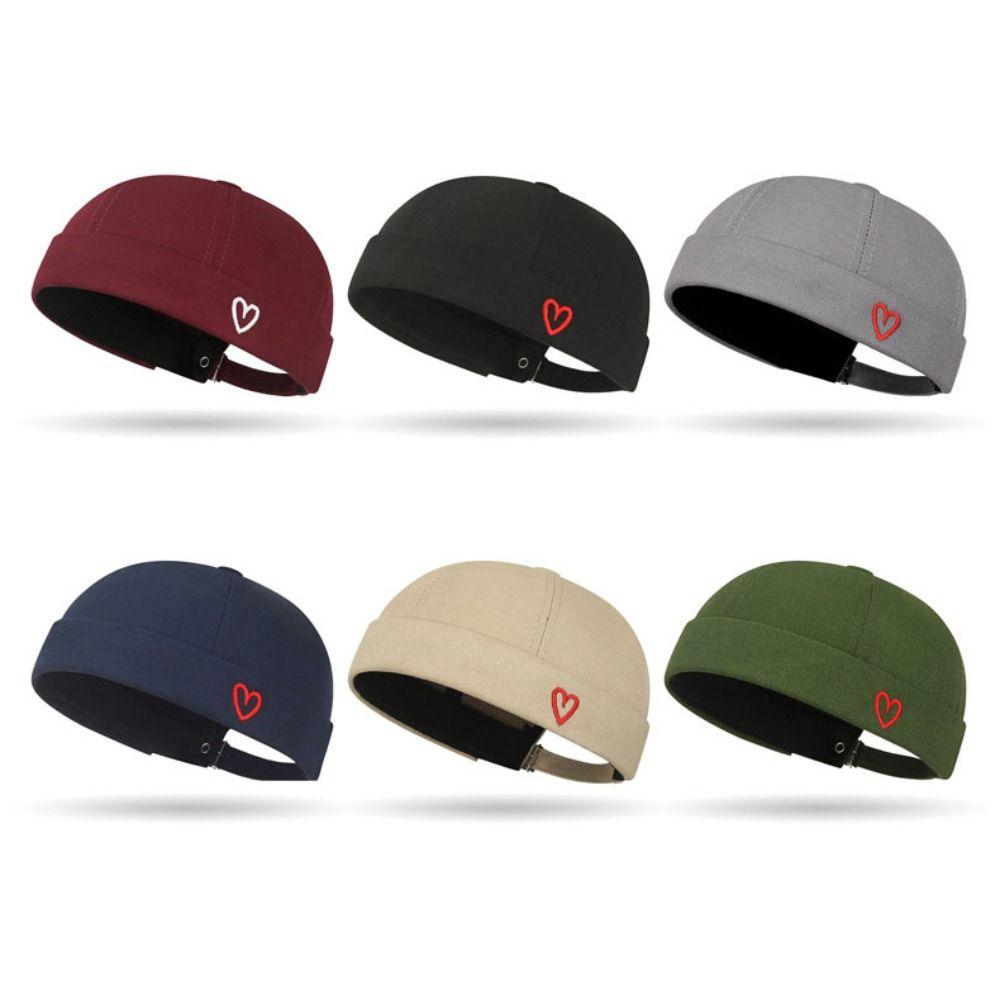 Heart Love Label Brimless Hat Cotton Skull Cap Casual Beanie Hats  Men and Women