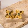 French court 18K gold radial inlaid natural African turquoise four-petaled flower earrings design earrings wholesale