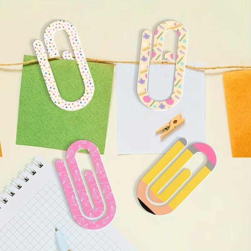 4pcs Classroom Theme Paperclip Bookmark Acrylic Notebooks Paper Clips  Note Decor