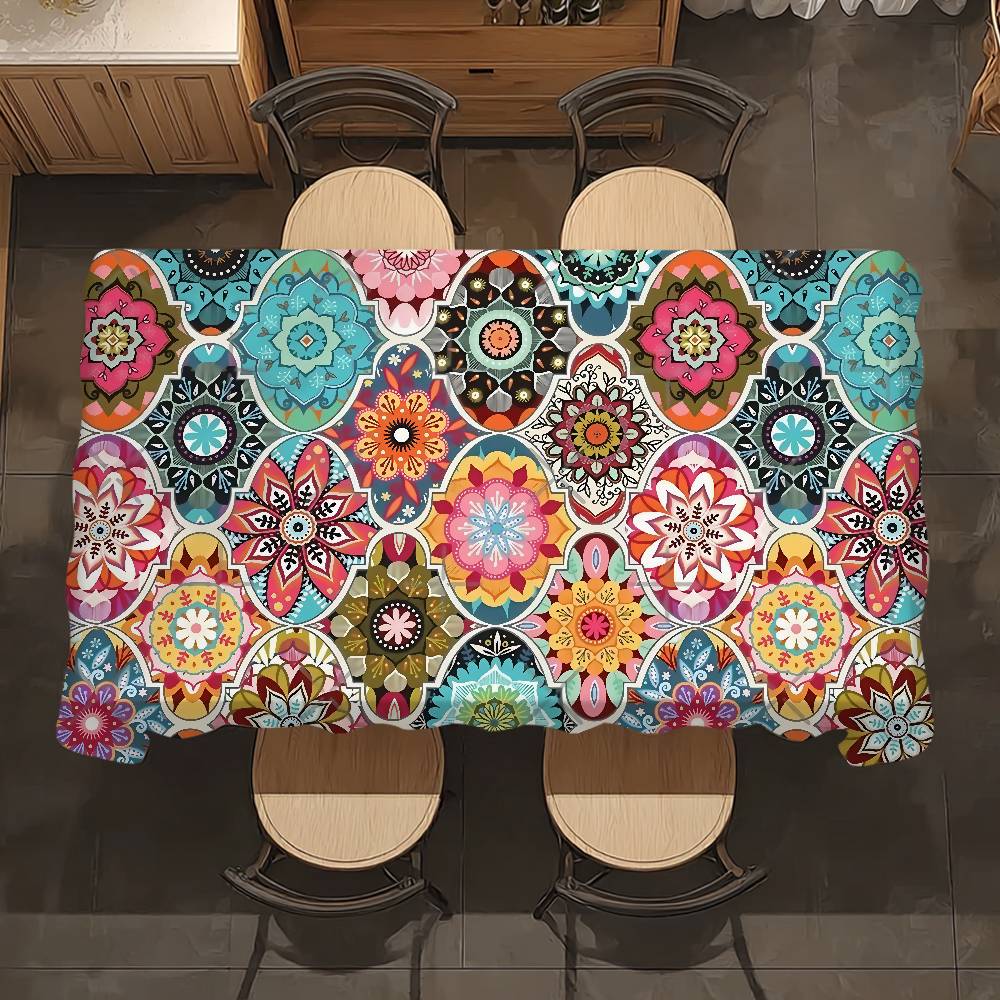 Klassischer Boho-Stil Tischdecke Partydekoration Esszimmer Zuhause Küche Terrassen Wasserdicht Fleckenabweisend Tischdecke
