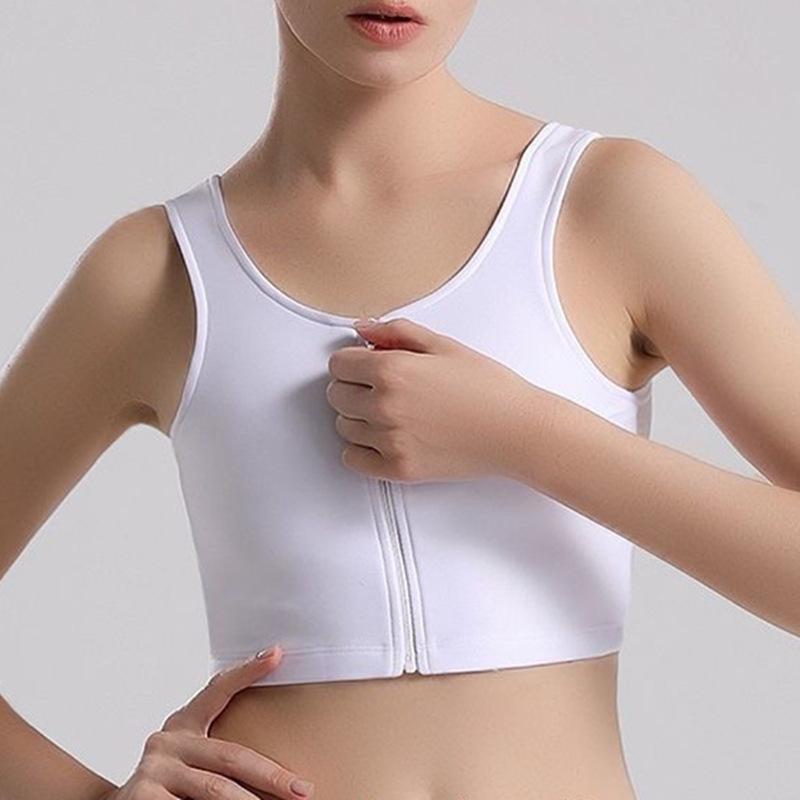 Ice Silk Chest Sculpting Vest for Women - Zipper Binder with Bust Reduction & Body Shaping Features