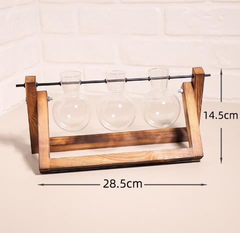 Kreativer Holzrahmen Hydrokultur-Vase, Grüne Ananas Glasvase, Blumenarrangement-Behälter, Schreibtischdekoration, Heimdeko