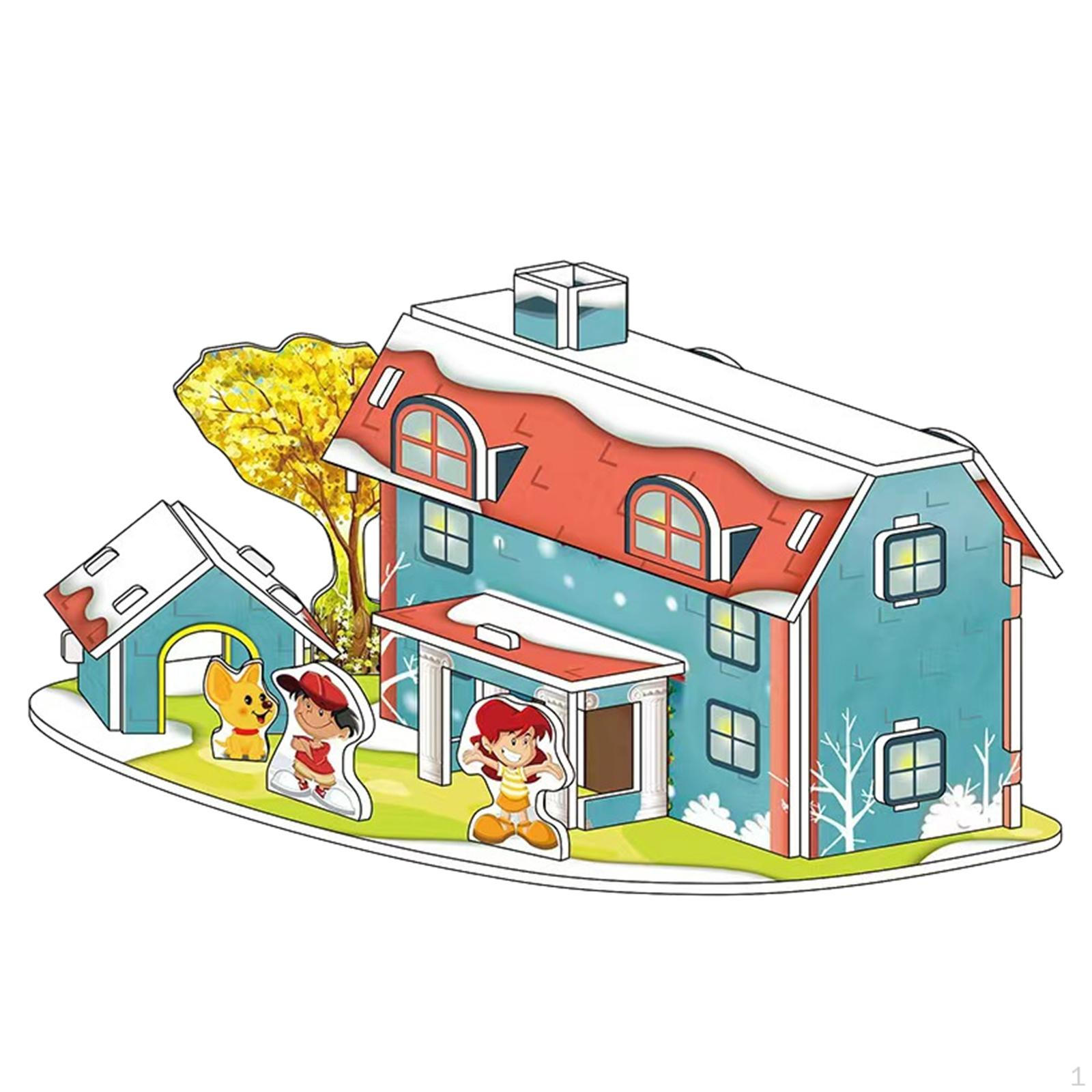 DIY Decoration, Christmas Crafts, Indoor And Outdoor 3D Puzzle for Kids, Craft House S small house
