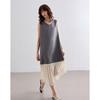 Demana Summer Color Block A-Line Sleeveless Midi Dress