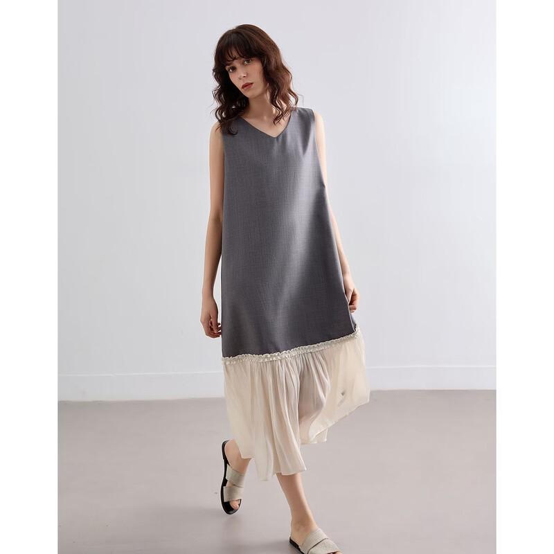 Demana Summer Color Block A-Line Sleeveless Midi Dress