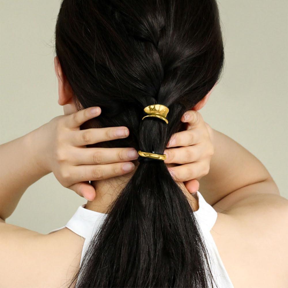 3Pcs Gold Gold Hair Cuffs 1 Inch Long Hair Ponytail Hair Accessories Ponytail Cuff  for Women