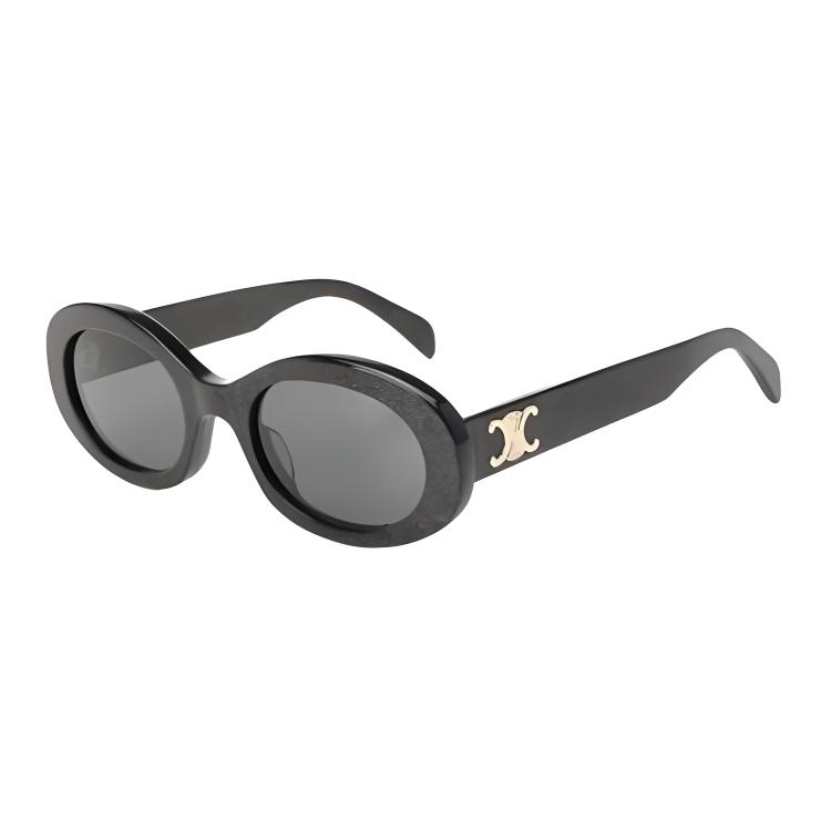 Celine Personality Design Oval Sunglasses Unisex sunglasses Black 4S194CPLB38LX Brown Eyeglass Pouch