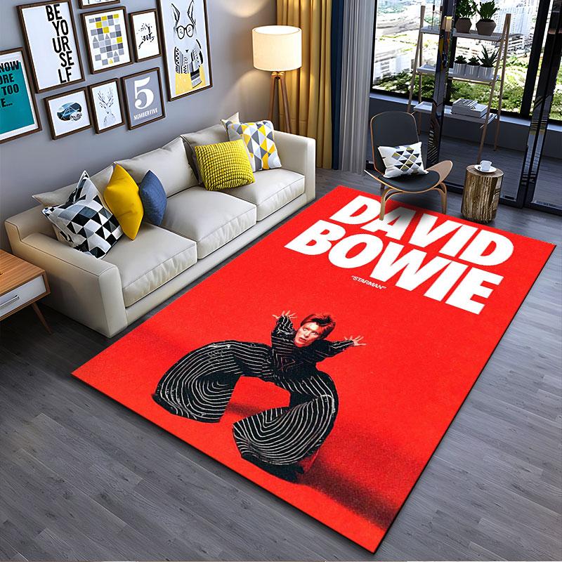 Red Carpet with David Bowie Design suitable as a non-slip mat for the living room or bedroom sofa