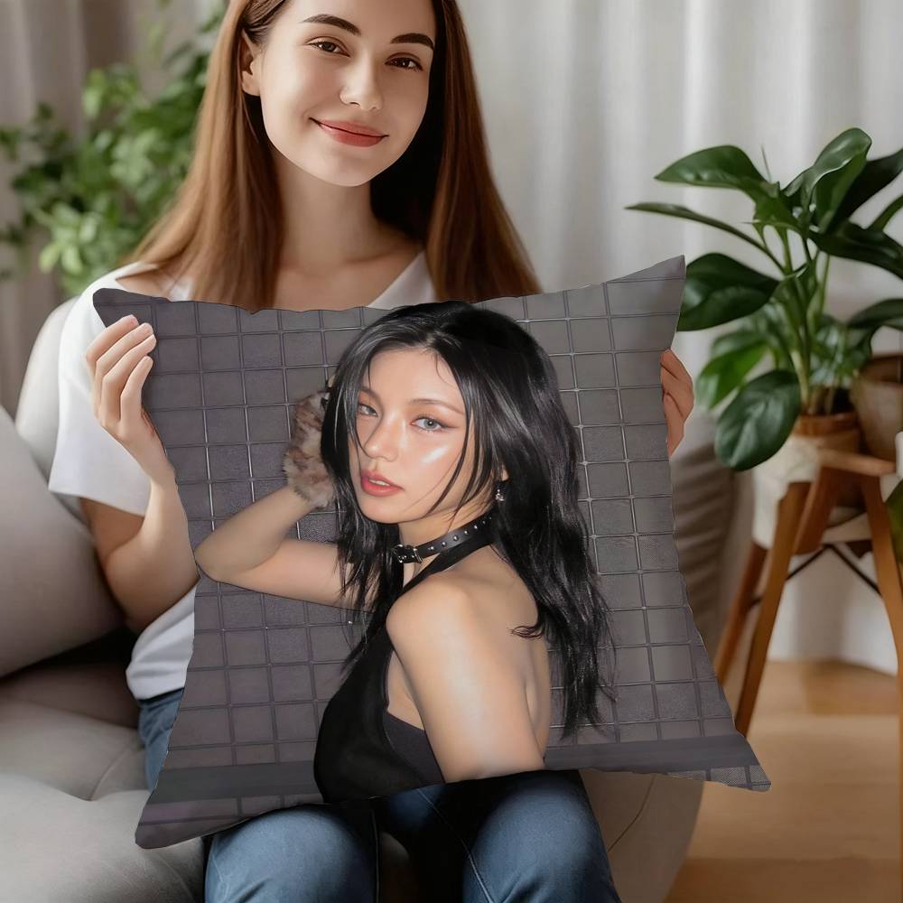 Korean Singer ITZY Yeji Pillow Case Short Plush Sofa Decorative Gift Home Double-sided Printing Cushion