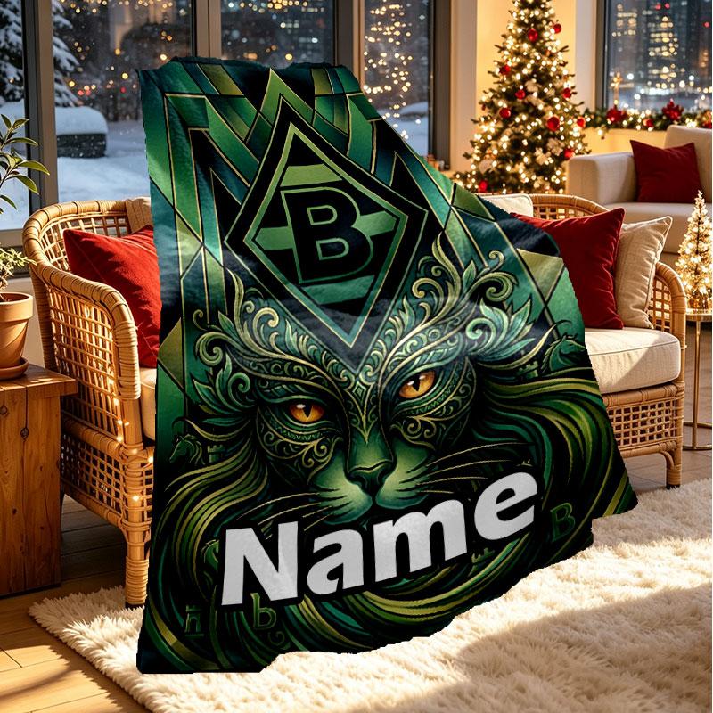 Custom Name Personalized Borussia Monchengladbach Print Blanket, Home Decor, Bedroom, Sofa, Camping, Couch, Gifts for Birthday Christmas