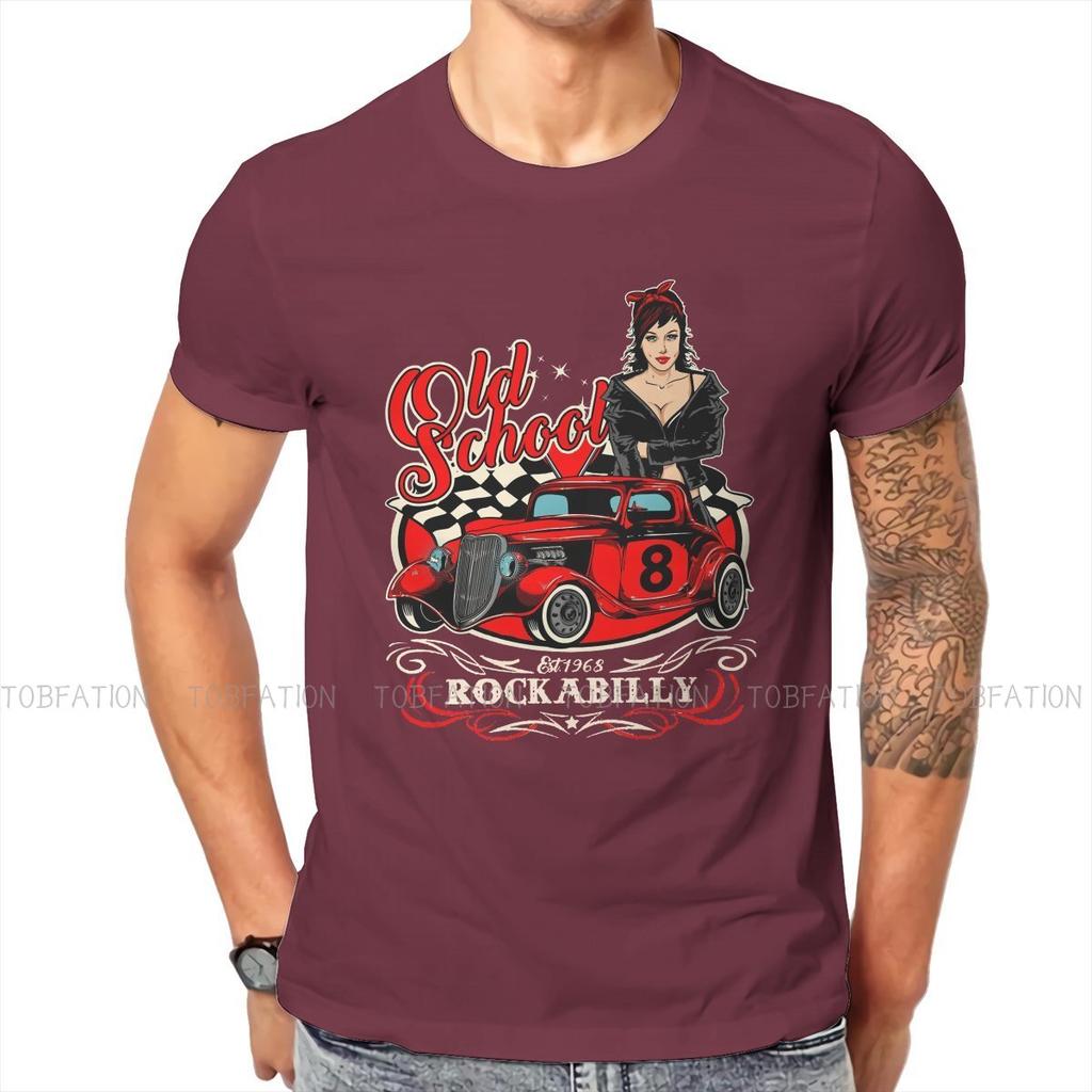 ZX Rockabilly Pin Up Girl Sock Hop Rocker Vintage Classic Rock and Roll Music Tshirt Graphic Men Summer Mens Tops Cotton  T Shirt