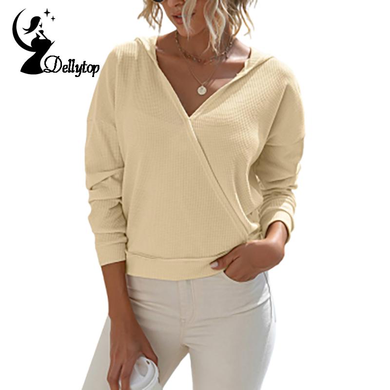 Tie-Dye V-Neck Waffle Knit Long Sleeve Top for Women | WestCloset
