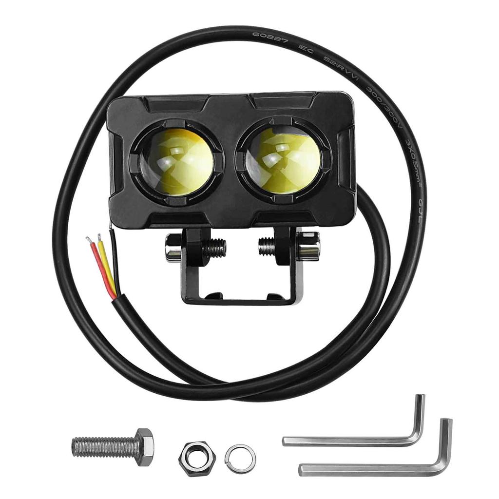 LED Motorcycle Driving Fog Spot Light Auxiliary Lamp White+Amber