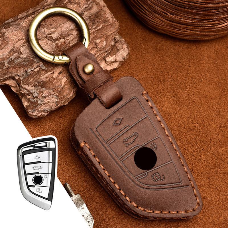 Genuine Leather Car Remote Smart Key Fob Case Cover For BMW 2/3/5/6/7/X1/X2/X3