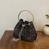 Leopard print bag women's autumn and winter new niche design retro chain messenger bag pleated bucket bag