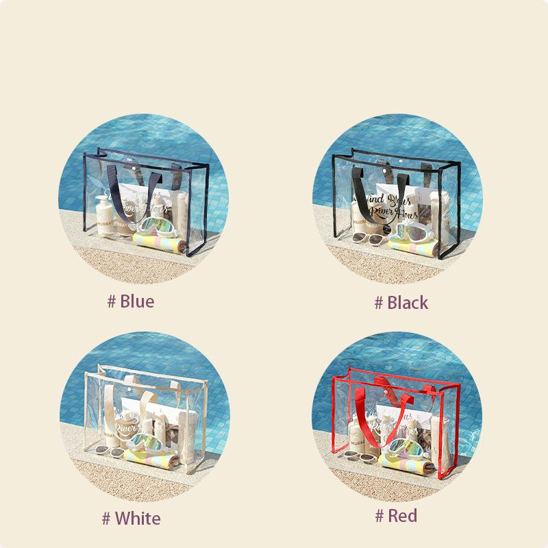 Large Capacity Swimming Bag Transparent Visible Handheld Storage Bag Thickened PVC Waterproof Wash Bag Portable Beach Bag
