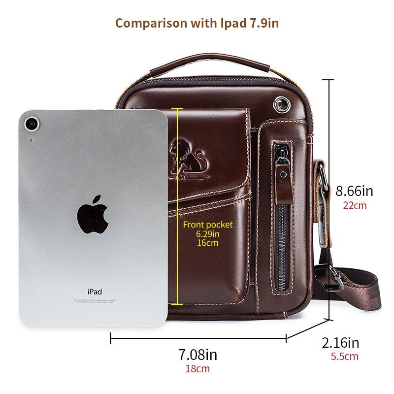 STEEL LION Men's Cowhide Leather Crossbody Sports Bag - Durable, Fashionable, Mini Handbag