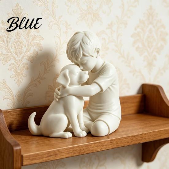 Gemütliche Wohnzimmerdekoration 3D-gedruckte Welpen- und Jungenstatue Hund & Besitzer Skulptur Heilende Hunde Statue Umarmende Figur Dekoration Hausdekoration Ornament