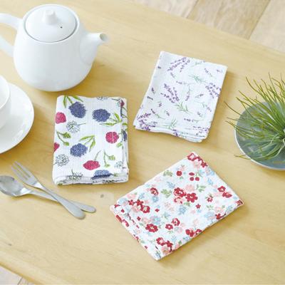 6 Dish Floral Pattern Waffle Material To Dry and Does Not Natural Fiber Comes with Cute Dish Table Wiping Petit Gift 559932 [Rep] Towels, (Red), (Easy