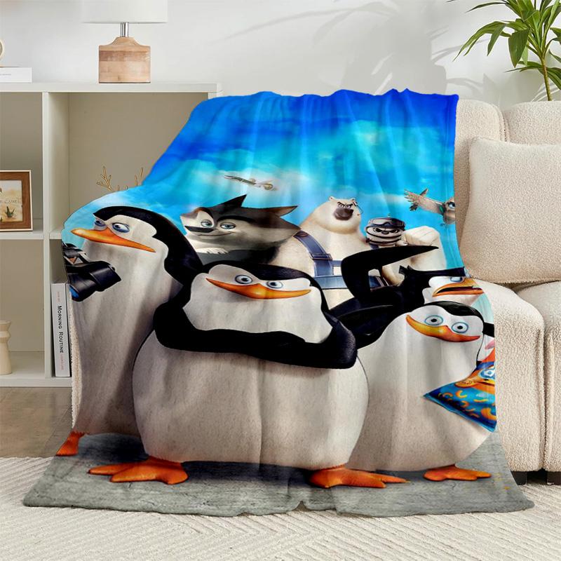 1PC Penguins Dventure Flannel Blanket Gift, Suitable for Both Men And Women, Soft Ideal for Beds And Sofa, Birthday Or Christmas Gift