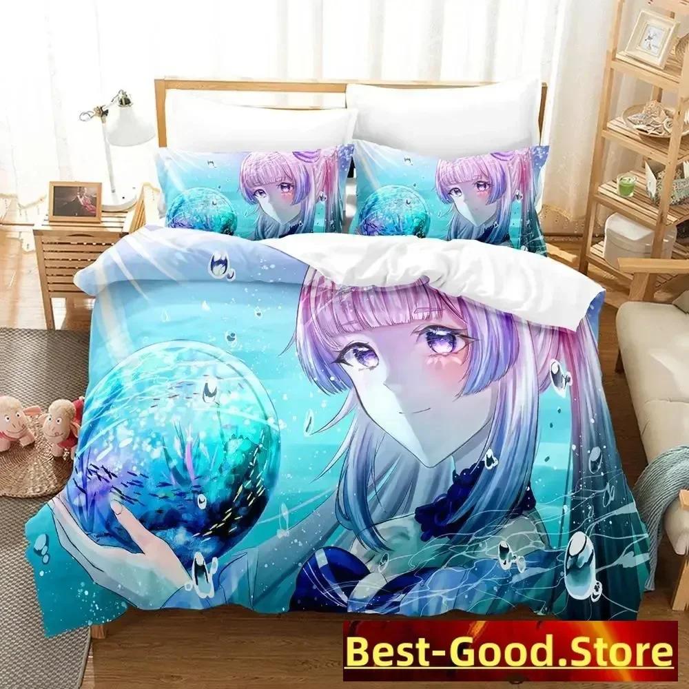 

Genshin Impact Sangonomiya Kokomi Комплект постельного белья из трех предметов с рисунком из мультфильма «Аниме» для взрослых и детей, наборы пододеяльников 3D Kawaii Girls 70x133cm 2pcs