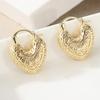 Vintage Design Gold Color Heart Women's Earrings Classic Metal Hand Carved Pattern Hoops Earrings Woman Jewelry