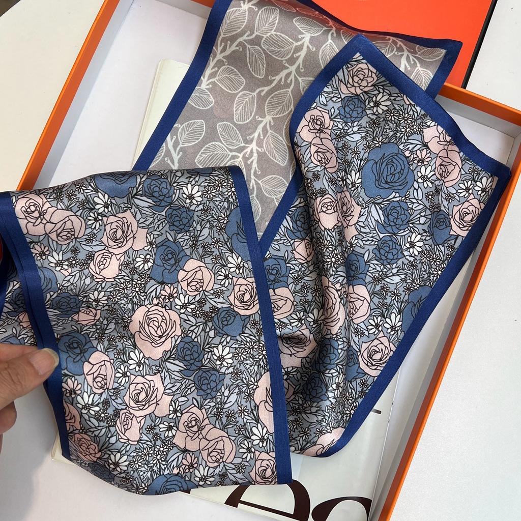 French Retro Long Silk Scarf Women'S Streamer Ribbon Tied Bag Headband Spring And Autumn Scarf Rose Summer Small Scarf