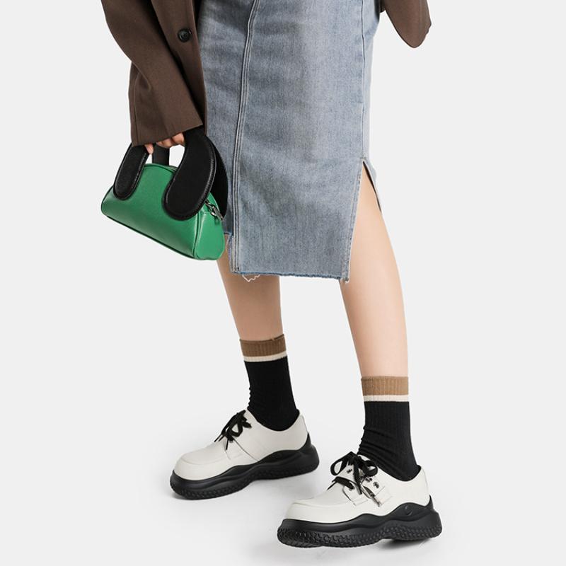 Casual Thick Bottom Small Leather Shoes Elevated Increase 2024 New Fashion Simple All-match Solid Color Women Shoes Autumntime